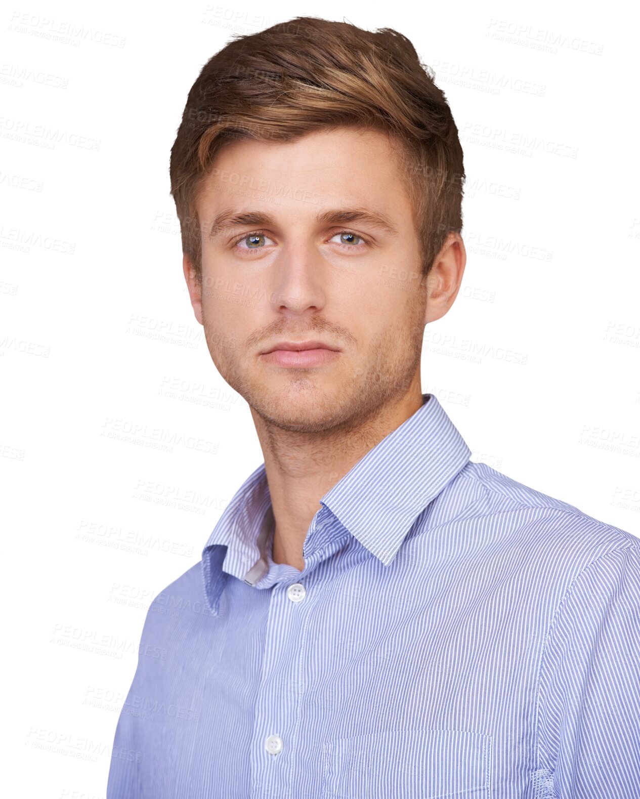 Buy stock photo Serious business man, career and face closeup from Sweden isolated on a transparent, png background. Job, professional and portrait of a young male employee, corporate worker or confident businessman