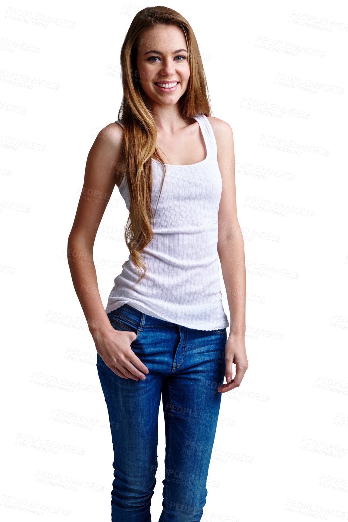 Buy stock photo Fashion, smile and gen z girl portrait with cool fashion on isolated, transparent and png background. Style, outfit and face of teenage female model with contemporary, fashionable and trendy outfit