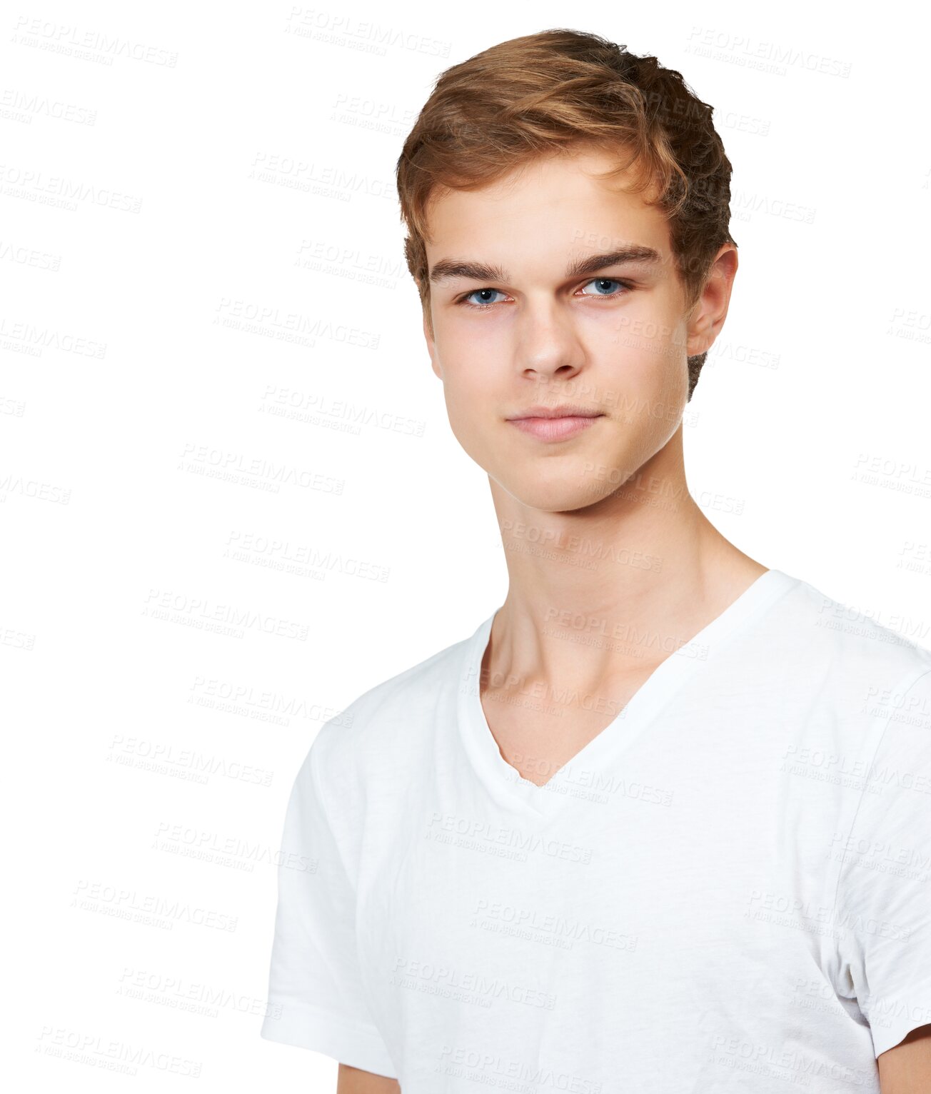 Buy stock photo Fashion, style and portrait of young man with confidence, attractive student and isolated on transparent png background. Youth, pride and face of male person with trendy casual clothes for university