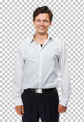 Buy stock photo Smile, happy and portrait of business man on png for casual, trendy and pride. Confidence, manager and professional with person isolated on transparent background for attitude and creative style
