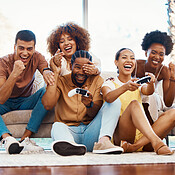 Men Relax By Playing Competitive Video Games As Friends In A Local Internet  Bar That Specializes In Online Gaming Stock Photo, Picture and Royalty Free  Image. Image 81203430.