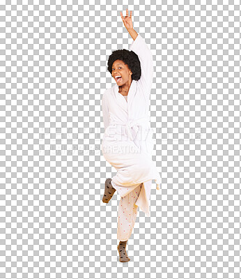 Portrait, excited and black woman with pajamas, happiness and girl on studio background. Face, African American female and happy lady with smile, morning joy and glory with energy, silly and goofy