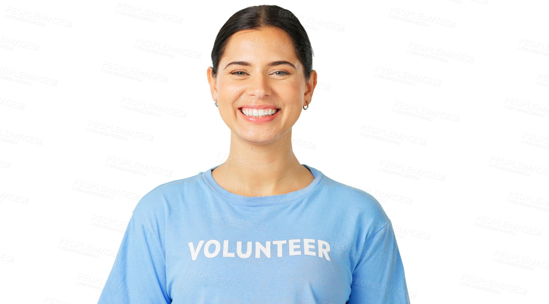 Buy stock photo Volunteer, charity and portrait of a woman for community service, help or welfare. Smile of ngo person for humanitarian project, social care and support isolated on a transparent, png background