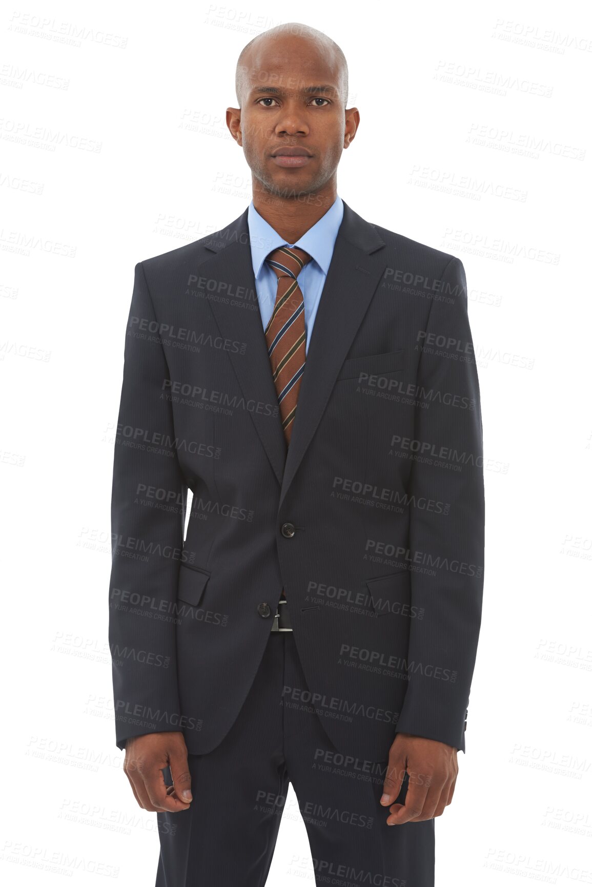 Buy stock photo Professional, serious and portrait of business black man isolated on png and transparent background. Corporate worker, confident and assertive male entrepreneur in formal suit for career, job or work