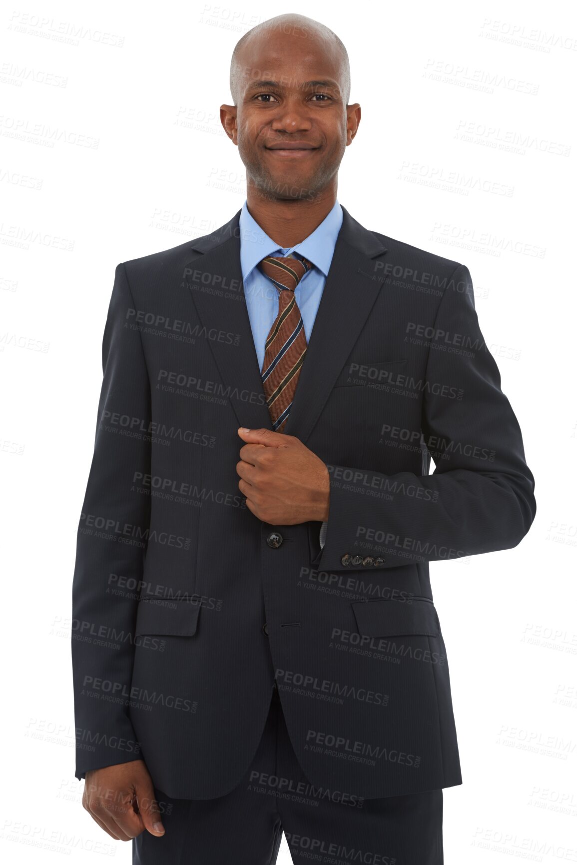 Buy stock photo Professional, confident and portrait of business black man with smile on png and transparent background. Corporate worker, happy and isolated male person in suit for career, job and work opportunity