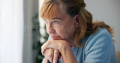 Depression, sad and senior woman at home with mourning and memory with mental health problem. Elderly female person, sorry and anxiety in a house disappointed in retirement with grief and fail