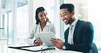 After successful meeting or job interview, two happy businessmen shake  hands over resume papers. HR manager extend hand for congratulatory  handshake to job applicant, welcoming new employee. Entity Stock Photo