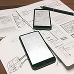 Website design, creative planning application development drawing template wireframe design