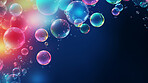 Abstract wallpaper background with flying colorful bubbles on copyspace background