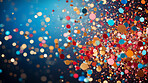 Decoration confetti background, abstract blurred backdrop with modern design circles