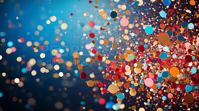 Decoration confetti background, abstract blurred backdrop with modern design circles