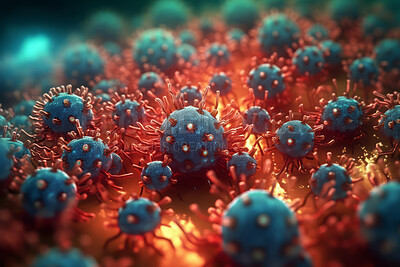 Virus bacteria cells background, Health care medication technology, 3D render.