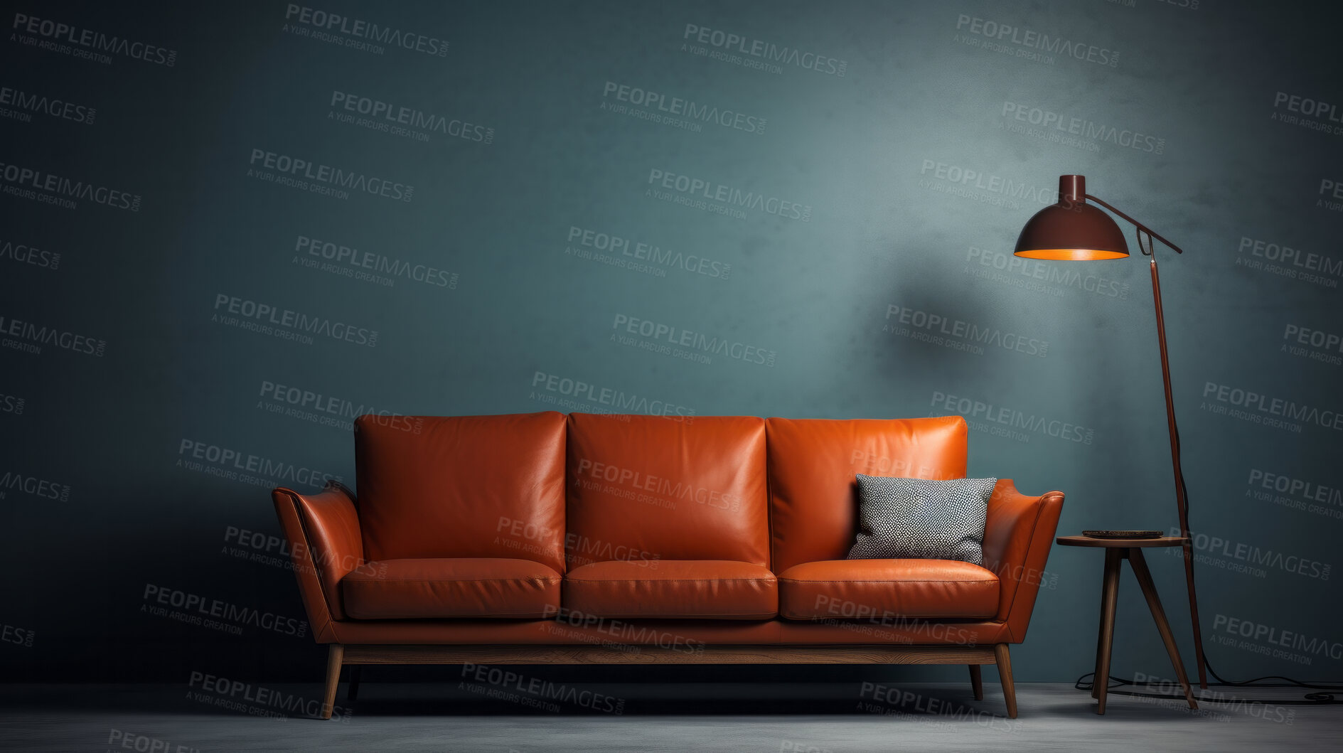 Buy stock photo Couch with copy space mockup in living room interior. Modern design ideas for inspiration.