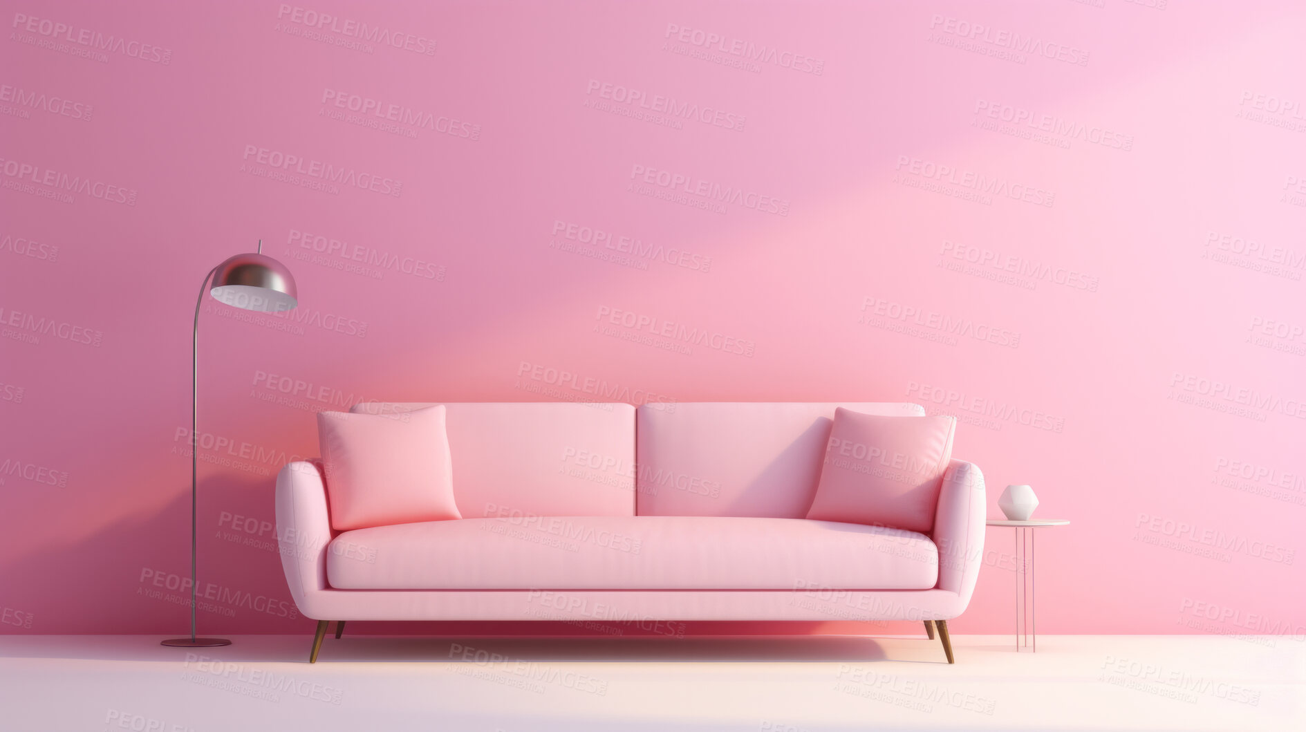 Buy stock photo Couch with copy space mockup in living room interior. Modern design ideas for inspiration.