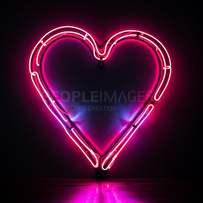 Neon heart sign on dark copyspace background. Love, anniversary, Valentines concept