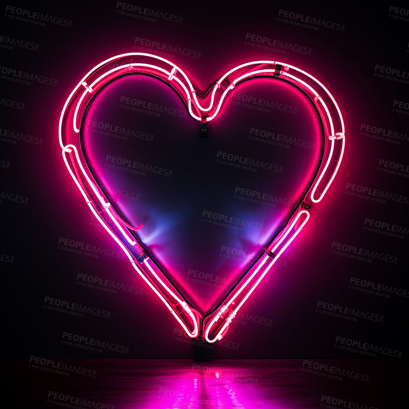 Buy stock photo Neon heart sign on dark copyspace background. Love, anniversary, Valentines concept