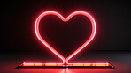 Neon heart sign on dark copyspace background. Love, anniversary, Valentines concept