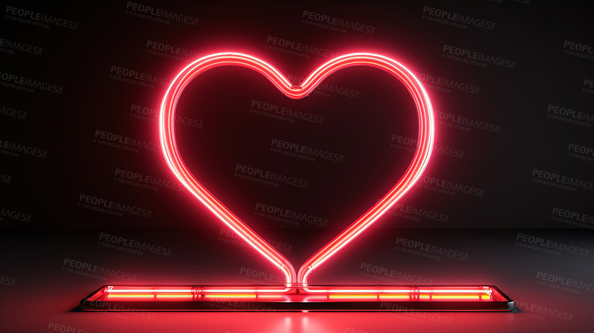 Buy stock photo Neon heart sign on dark copyspace background. Love, anniversary, Valentines concept