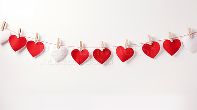 Red heart banner diy craft decoration. Valentines day relationship love concept