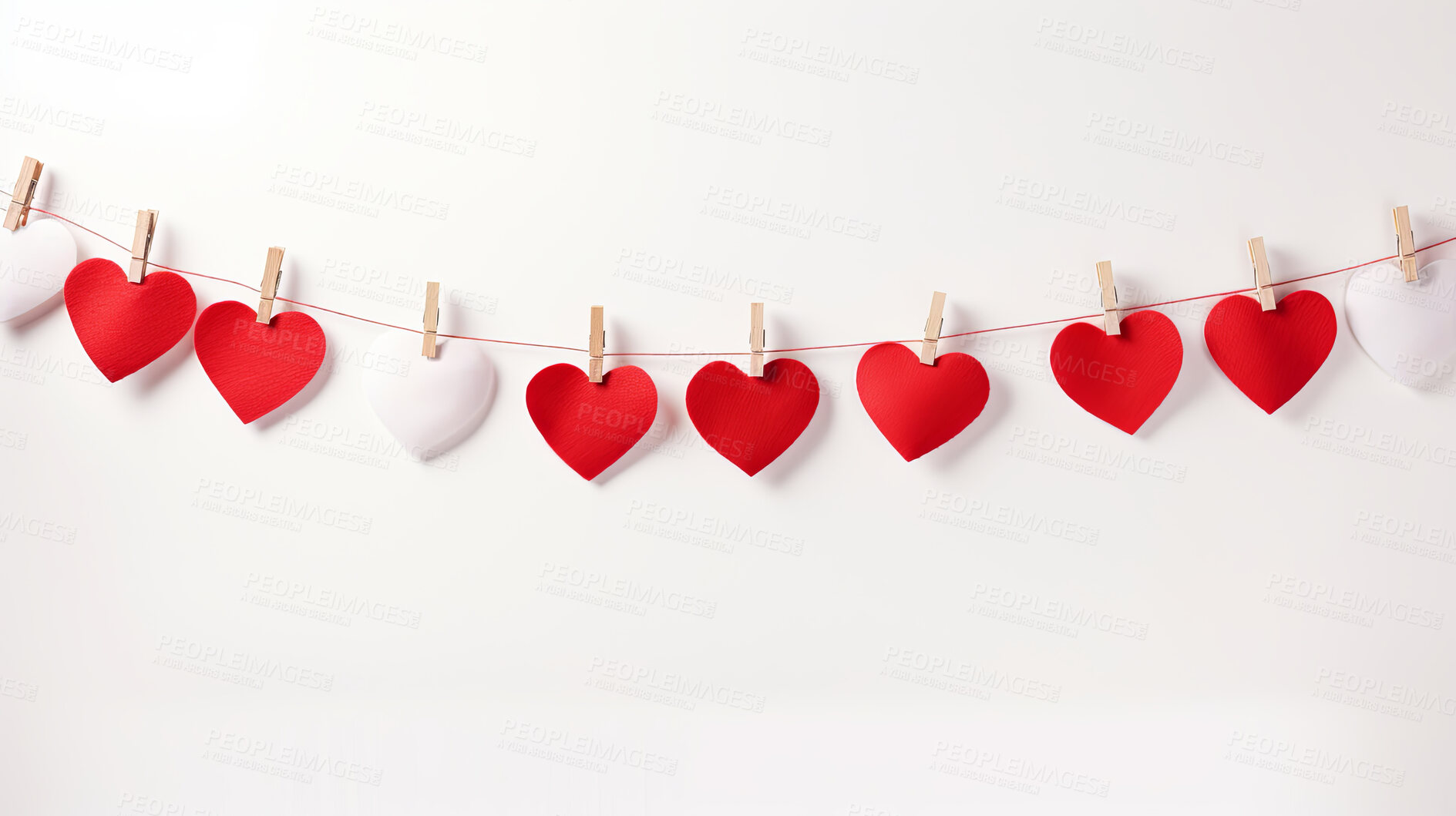 Buy stock photo Red heart banner diy craft decoration. Valentines day relationship love concept