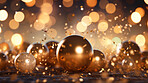 New Year celebration Festive background with falling confetti, balloons and bokeh lights.