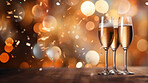 New Year celebration Festive 
background with falling confetti. Celebrate with alcohol and bokeh.