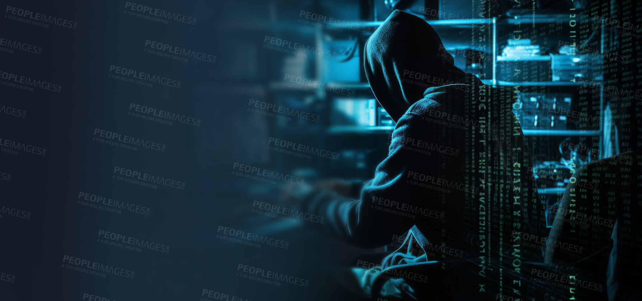 Buy stock photo Anonymous hacker stealing data.Online security, data protection, cyber crime, concept.