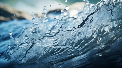 Close up of water splash. Fresh spring mineral water for hydration and environment.