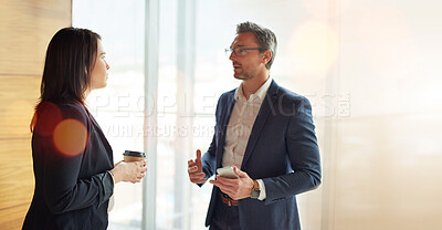 Buy stock photo Business people, team and manager talking, planning and advice for Human Resources feedback and company management. Professional woman and corporate executive or boss in discussion for HR planning 