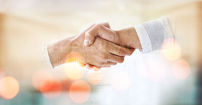 Buy stock photo Mockup, success or business people shaking hands in b2b meeting for negotiation or contract agreement. Hiring, handshake or hr manager in job interview for networking or partnership deal opportunity