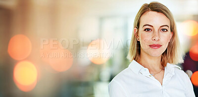 Buy stock photo Serious, business woman and portrait in office mockup for accounting, financial advisor or professional employee in Australia. Confident, accountant or expert, ceo and entrepreneur in company