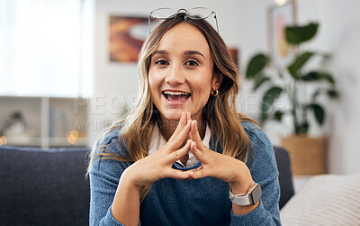 Buy stock photo Woman, therapist and talking on sofa in psychology, advice or holistic discussion of mental health or trauma in therapy office. Professional, psychologist and person speaking of anxiety on couch