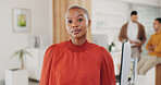 Corporate job, portrait and a black woman in the office for business or project management. Work, career and an African employee or female worker in the workplace for professional confidence