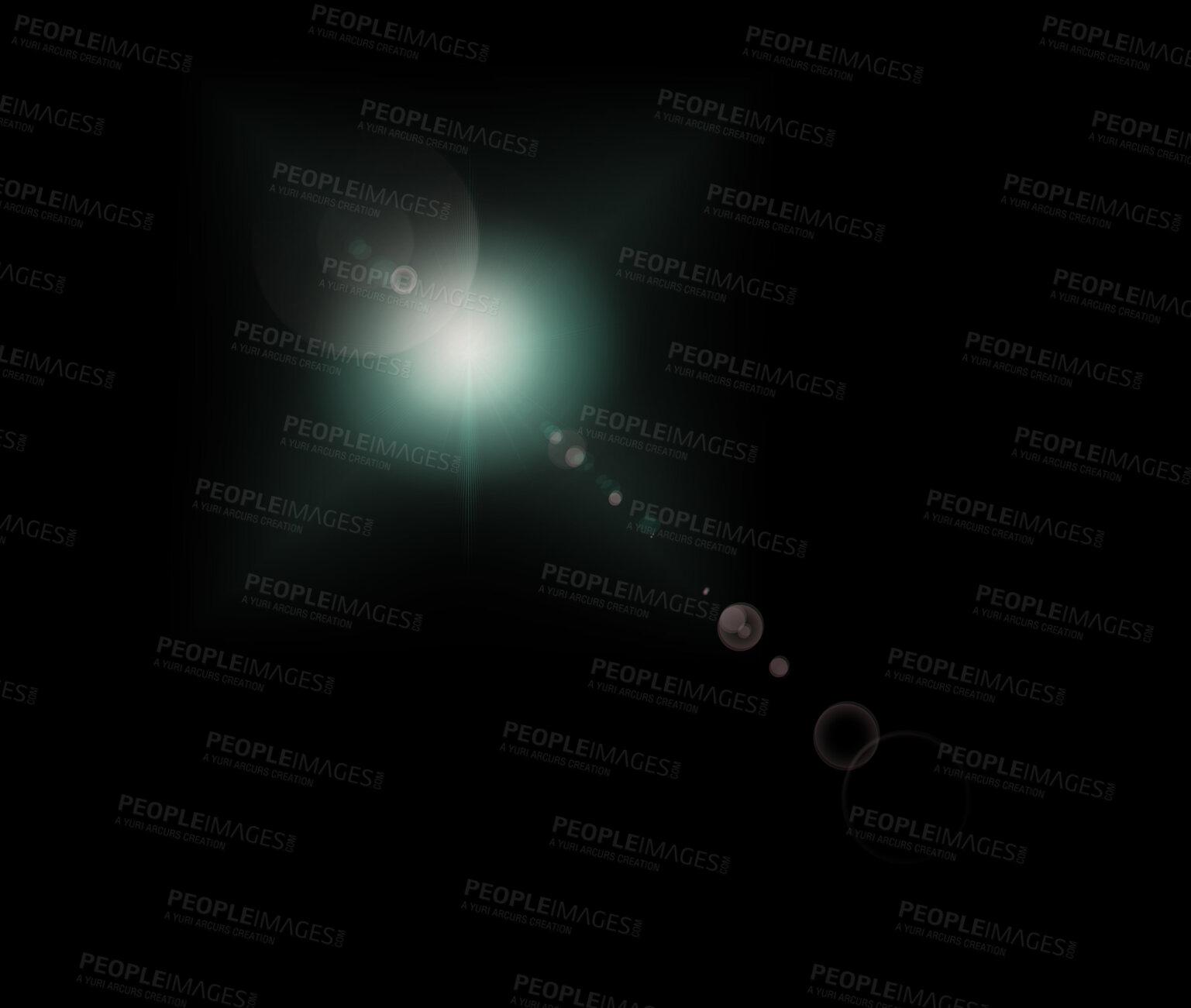 Buy stock photo Galaxy, universe and a green star in space on a dark background at night for astronomy. Magic, flare and a planet or nebula in the cosmos as part of a constellation on an interstellar backdrop