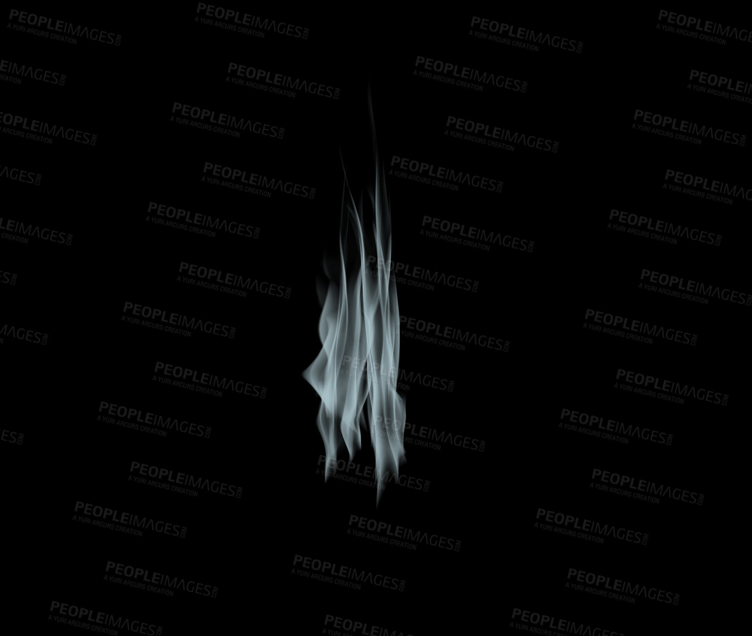 Buy stock photo Fog, smoke or mist on black background with nature, steam and mockup space with vapor from dry ice in a studio. Pollution, texture and special effects with air, incense or gas with smog and moving