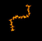 Fire, burning and  orange flame on black background, inferno and power with mockup space. Heat pattern, ignite and sparks in a studio, energy and natural element, flammable and texture with glow