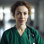 Professional nurse, doctor or hospital physician, with a natural portrait style. Woman or female with arms crossed for healthcare, medical wellness and a happy, confident and proud real smile