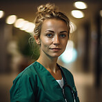 Professional nurse, doctor or hospital physician, with a natural portrait style. Woman or female with arms crossed for healthcare, medical wellness and a happy, confident and proud real smile