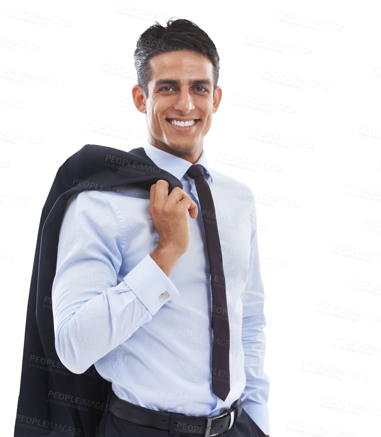 Buy stock photo Portrait, smile and confident business man isolated on a transparent png background in office, company and workplace. Happy professional lawyer, employee and corporate worker in Brazil for career