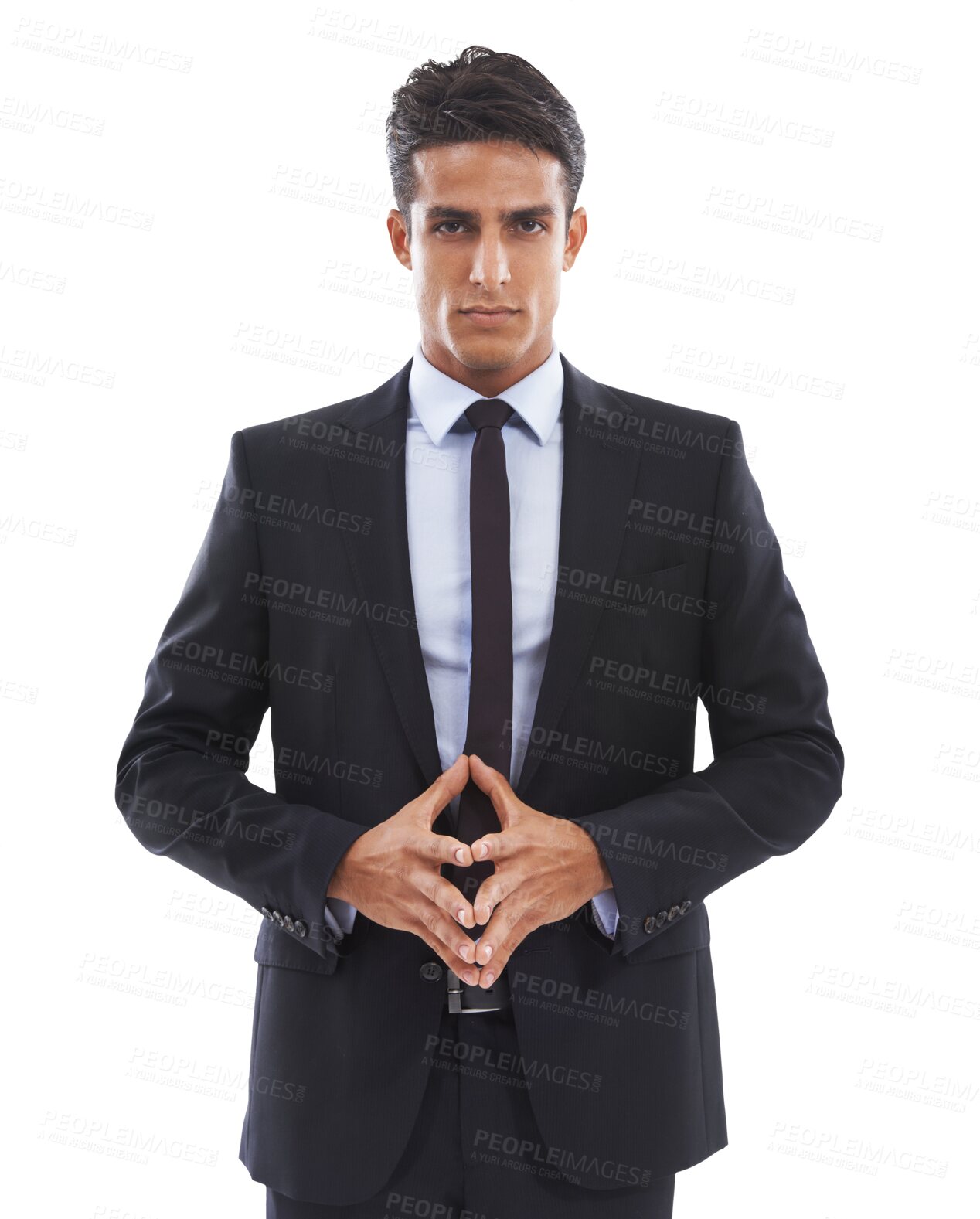 Buy stock photo Portrait, serious and confident business man isolated on a transparent png background in office, company and workplace. Professional lawyer, employee and corporate worker in Brazil for career success