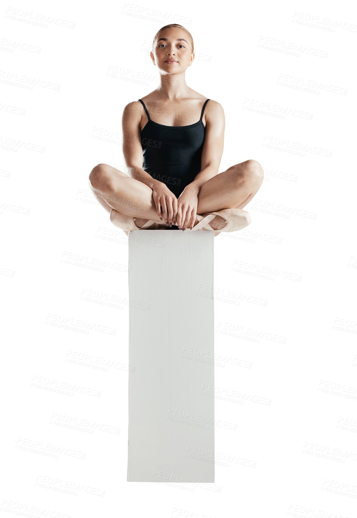 Buy stock photo Ballet, dancer and portrait of woman on podium with creativity, sports  and isolated on transparent png background. Health, skill and fitness with young ballerina, performance and art at academy