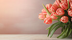 Bouquet of spring flowers and copy-space background. Mockup for spring, celebration and valentine.