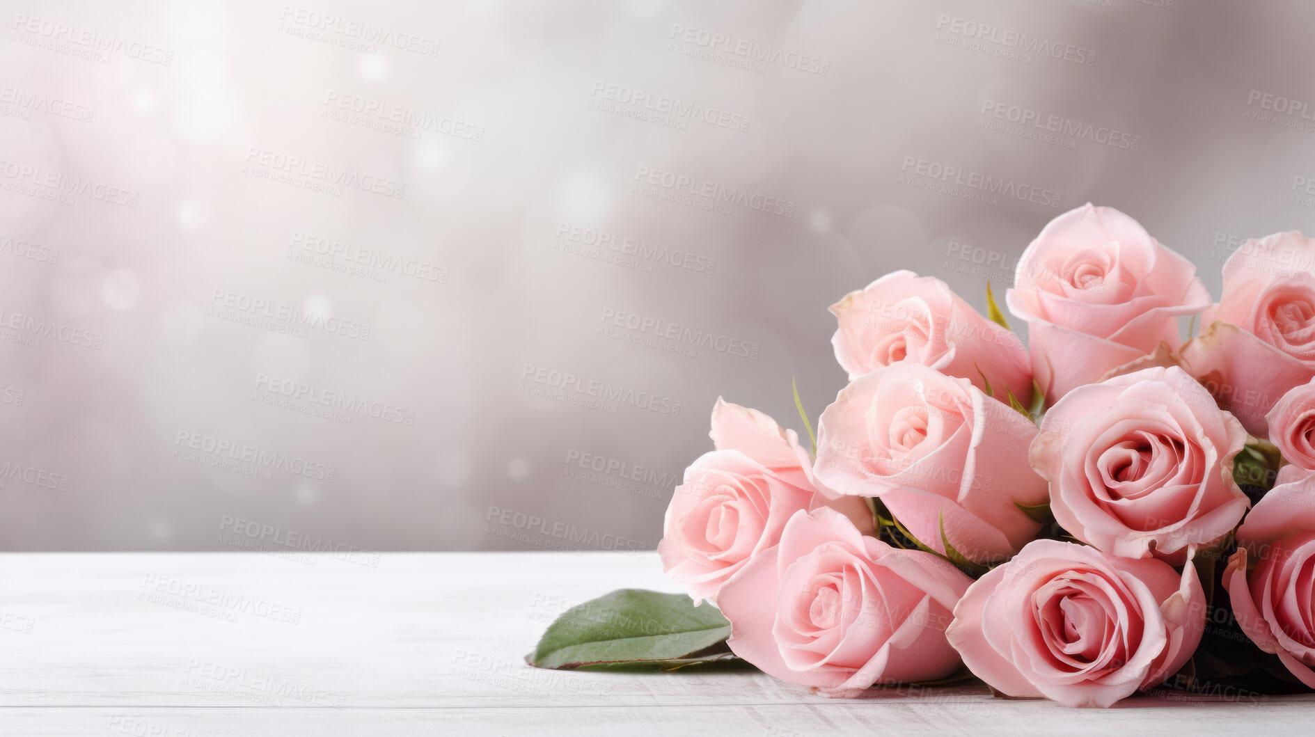 Buy stock photo Bouquet of spring flowers and copy-space background. Mockup for spring, celebration and valentine.