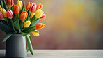 Bouquet of spring flowers and copy-space background. Mockup for spring, celebration and valentine.