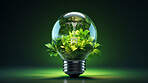 Green eco friendly lightbulb, sustainable energy and environment concept