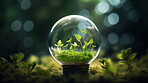 Green eco friendly lightbulb, sustainable energy and environment concept