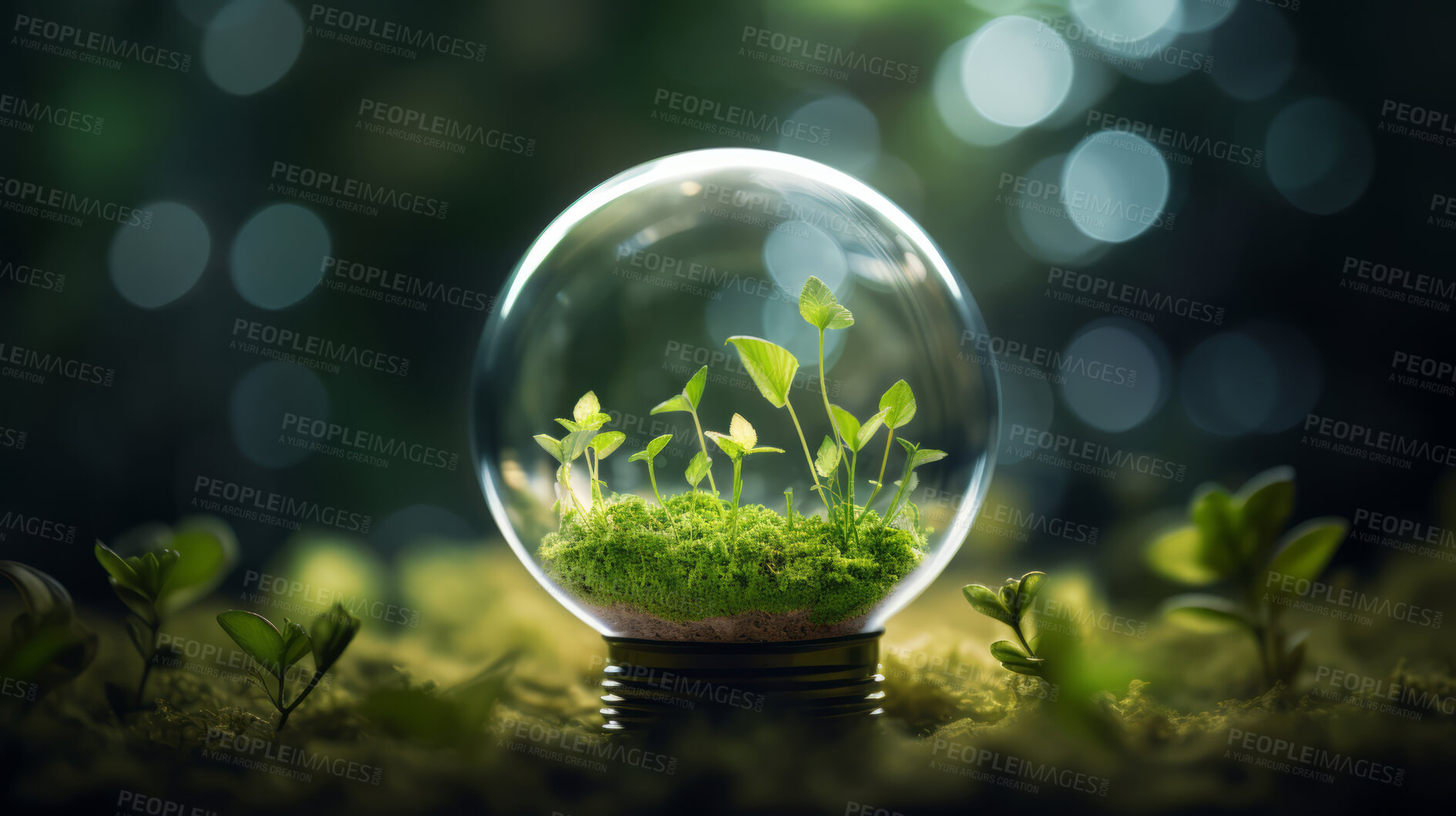 Buy stock photo Green eco friendly lightbulb, sustainable energy and environment concept