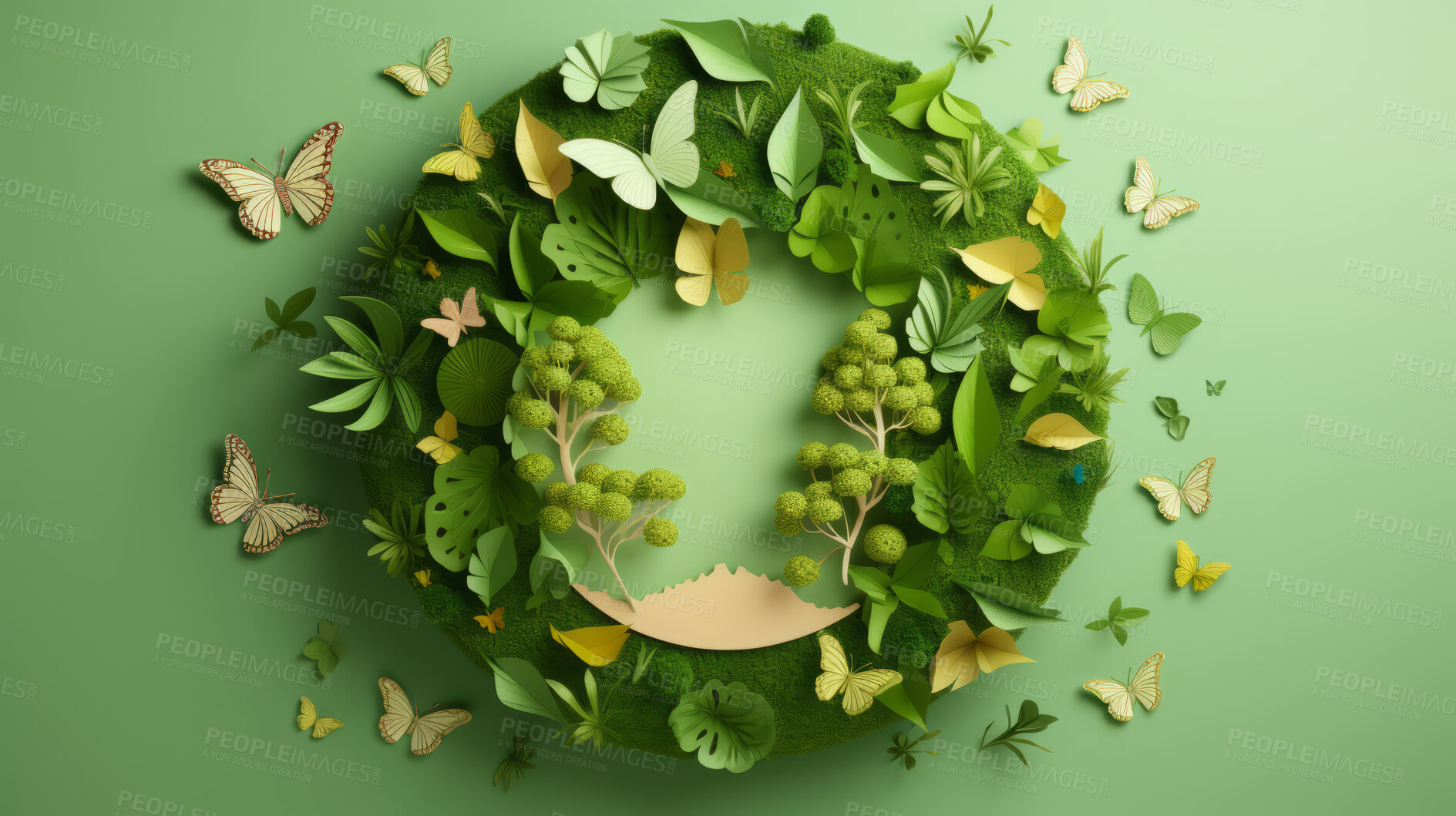 Buy stock photo Go Green, Paper Cutout Illustration World Environment and Earth Day