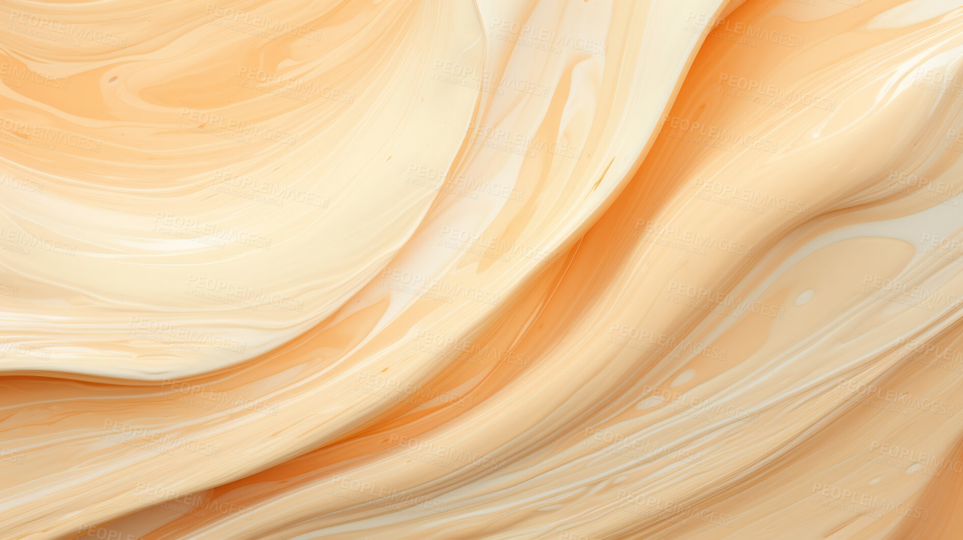 Buy stock photo Beige smooth paint texture close-up. Swirl abstract background.