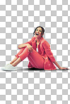 Portrait, fashion and laughing with a crazy girl isolated on transparent background for energy while shouting. Freedom, funny or comedy and a happy young person looking excited on PNG with a smile